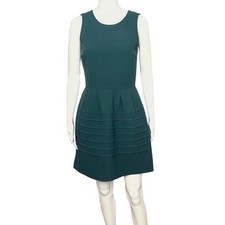 Madewell Teal Green Pleated Fit Flare Dress Women Size 2