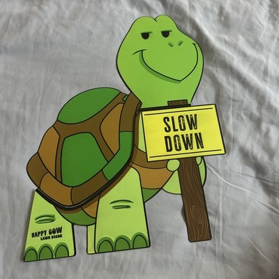 Metal Yard Stake  Turtle Holding Sign Saying  Slow down  /Kids Playing Outside
