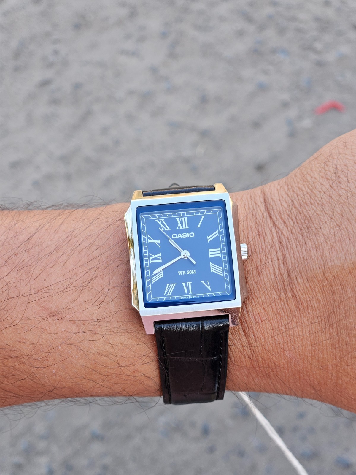 Casio MTP-B190L-2BVDF Blue Roman Dial Classic Dress Watch Leather Strap WR50M