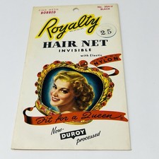 1940's Royalty Invisible Hair Net Fine Mesh Bobbed Black Original Package 304-U