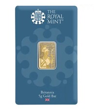 5 Gram Gold Britannia 999.9 Fine Gold Bullion Bar  Royal Mint 4413.46 per troy oz