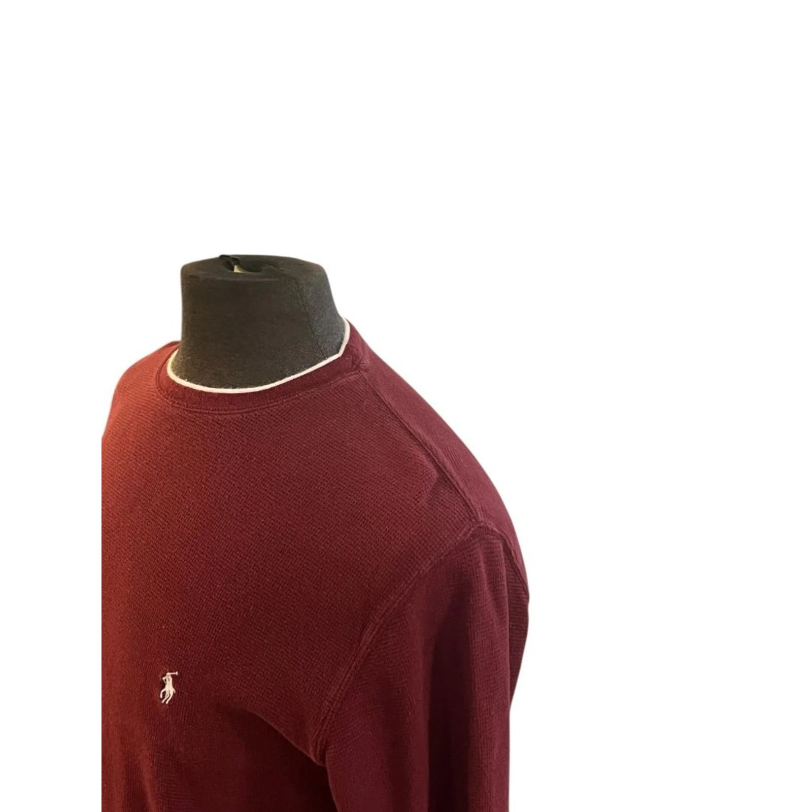 Large Polo Ralph Lauren Burgundy Long Sleeve Crewneck Thermal Mens Pony Logo thumbnail 3