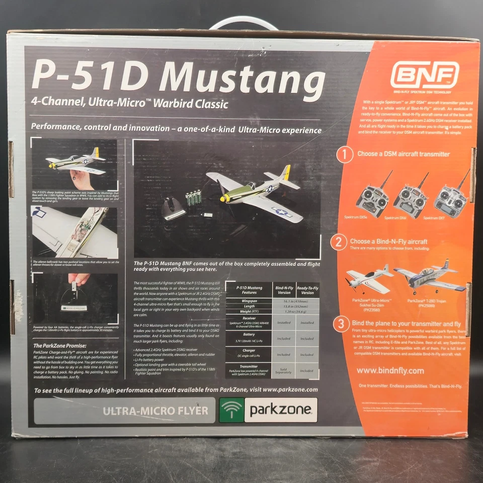 Parkzone P-51D Mustang BNF Ultra Micro Warbird Classic RC Radio Control Airplane - Image 2 of 4