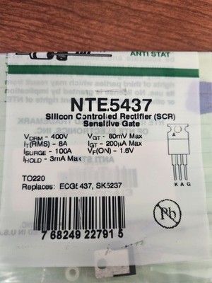 NTE5437 Silicon Controlled Rectifier (SCR) Sensitive Gate