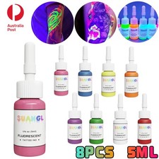 8PCS Tattoo Ink UV Black Light Glowing 8 Colors Pigment Professional Inks 5ML AU