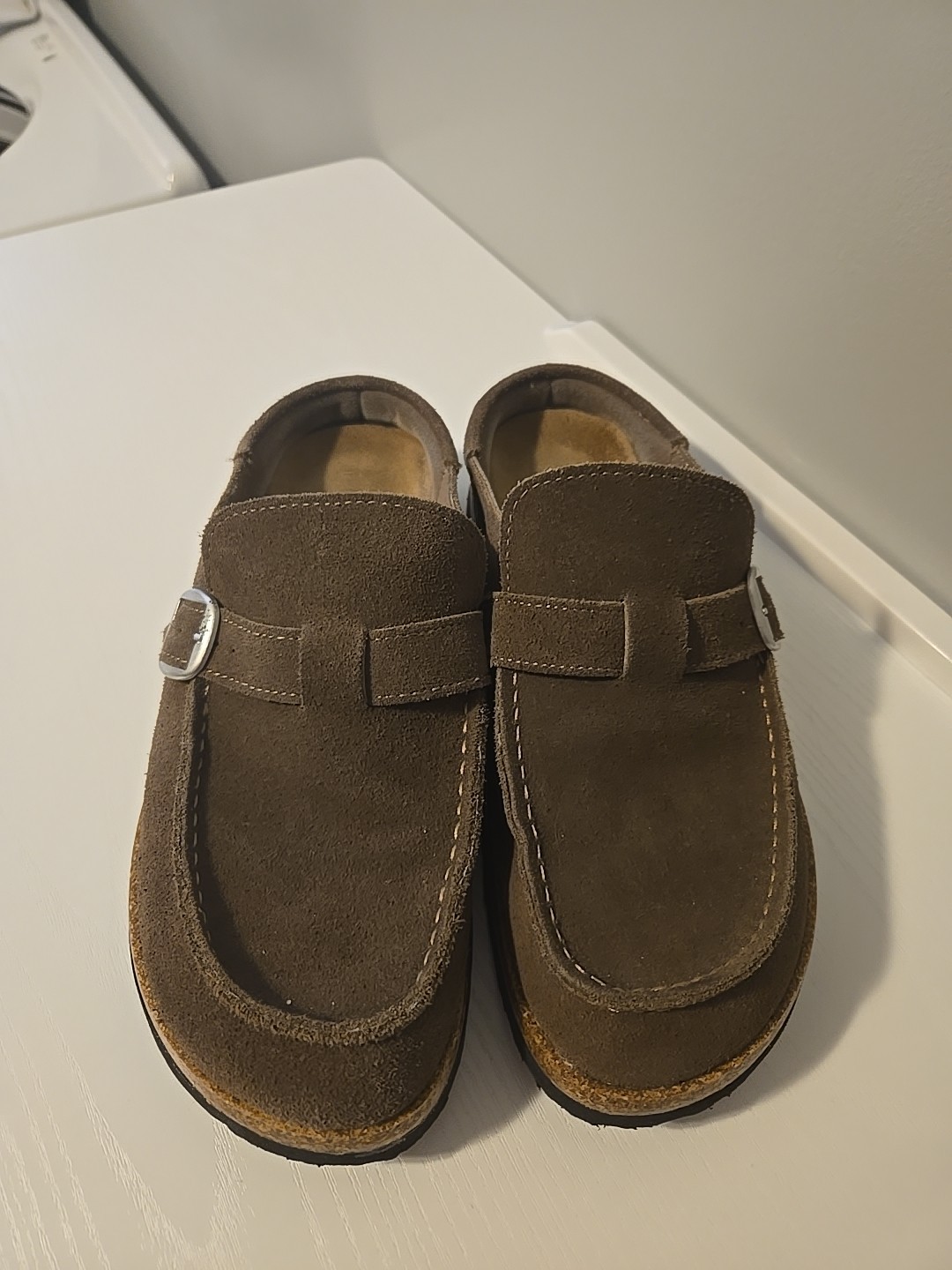 Project Cloud  Suede Buckle Mules Clogs Brown  Si… - image 3