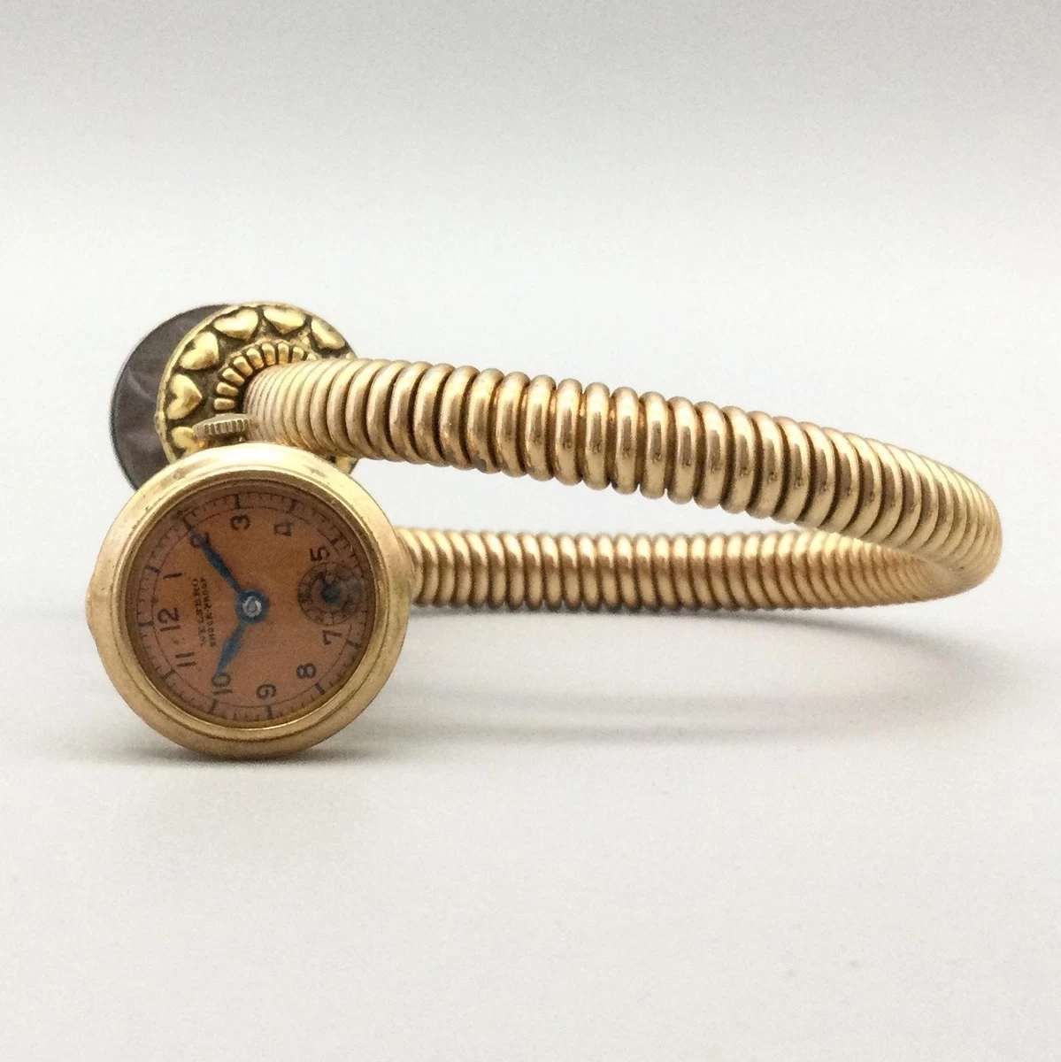 Vintage Welsbro Womens Watch 21mm Gold Tone Coil Bracelet Manual Wind Crystals Welsbro Wristwatches for sale - eBay main image 4