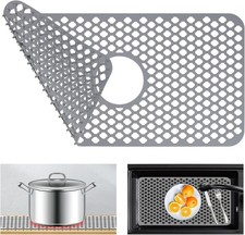 Kitchen Sink Protectors 24x12 Heat Resistant Mat Non-Slip Grid Grey