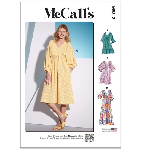 MCCALLS 8312 KLEIDER XS - Med UNCUT M8312 Bauern fließend Rüschen Boho