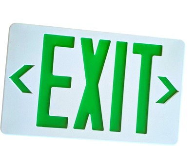 Superior Life LED Exit Sign, White with Green Letters 11x7.5x2