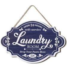 Jetec Vintage Wood Laundry Room Decor Hanging Wall Sign Door Sign Farmhouse R...