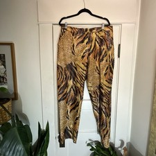 Selene Sport Vintage Y2K Faux Leather Polyvinyl Mixed Animal Print Suit Pants 12