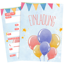 8 Einladungskarten Kindergeburtstag Luftballons - Einladung Jungen & Mädchen #86
