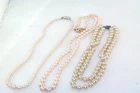 3 Strands Vtg Costume Jewelry Faux Pearl Necklaces