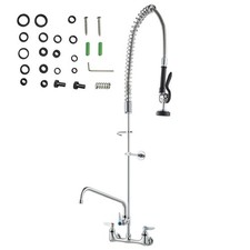 Uimoso Commercial Wall-Mounted Kitchen Faucet with Pre-Rinse Sprayer, 47" Height
