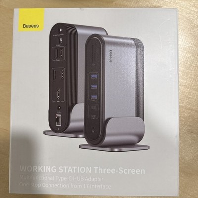 Baseus 17-in-1 Docking Station, Laptop Docking Station 3 Monitors 7 USB 1000mbps