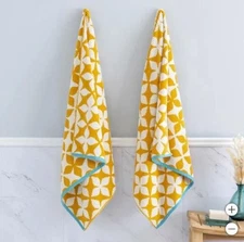 Welhome Welspun Bath Towels Yellow Multicolor Butta 2-Pack Jacquard Cotton