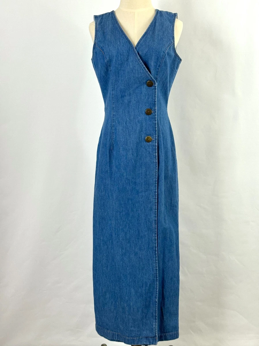 white christmas dresses Atenea Sleeveless Denim Wrap Dress – Mutuo main image 0