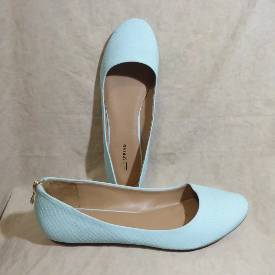 🩰 Call It Spring Ballet Flats 10 M Baby Blue Reptile Leatherette; Zipper Heels - Image 2 of 4