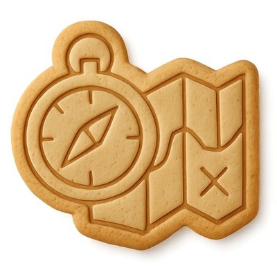 Compass and Map Cookie Cutter & Stamp, Fondant & Clay Cutter - 4x3.7''