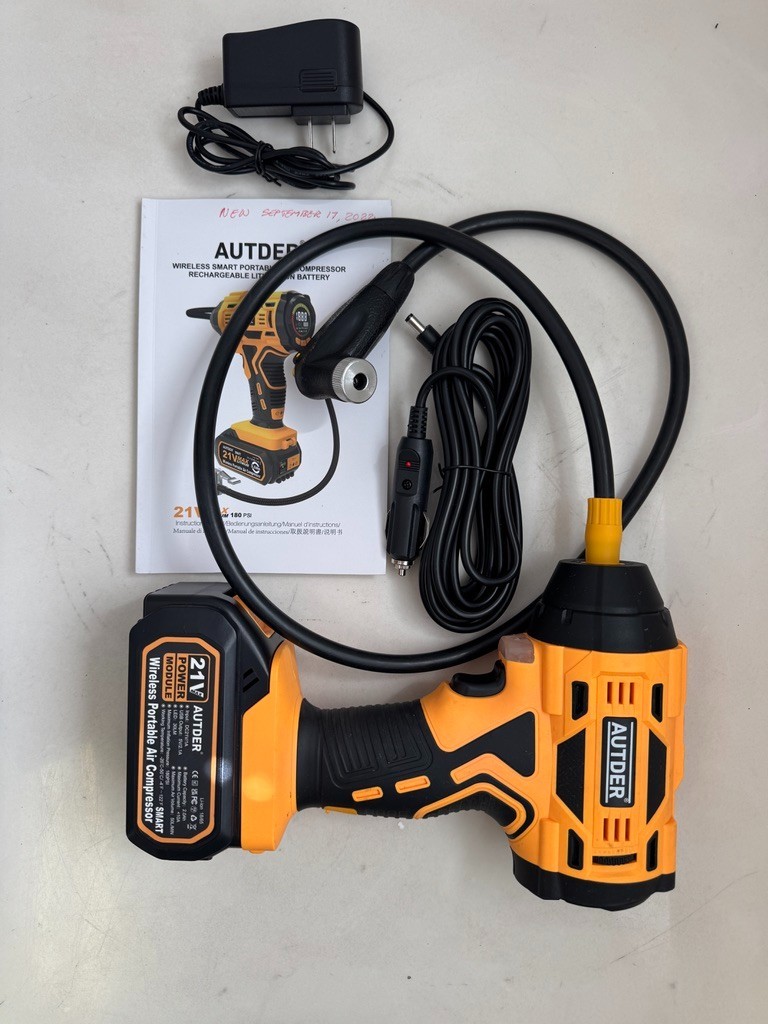 Tire Inflator Portable Air Compressor, 21V Rechargeable 180PSI Battery-Powered