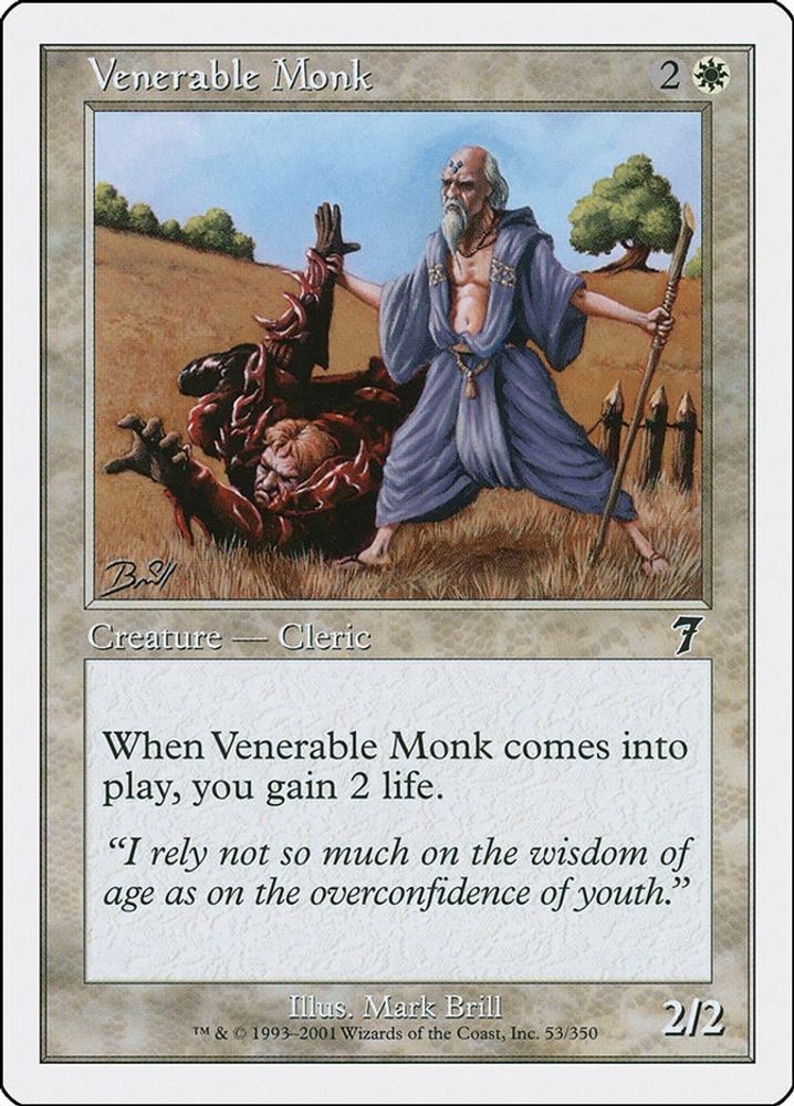 2001 Magic: The Gathering: 7ED - Venerable Monk (#53, Common, Lightly Played)