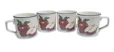 Totally Today TTO37 Apple Design Coffee Tea Cup Mug Set Of 4 Country Farmhouse 