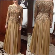 Mother Of The Bride Dress Beaded Long Sleeves Lace Appliqués Guest Evening Gowns