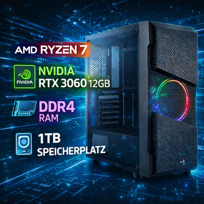 NVIDIA RTX 3060 12GB Gaming PC - AMD Ryzen 7 8x 4,10GHz - DDR4 - 1TB -  Win 11 -