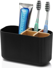 Black Toothbrush Holder, 5 Slots Bathroom Organizers and Storage