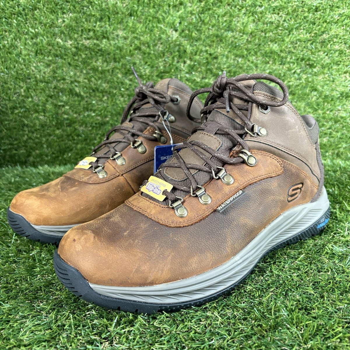 Skechers Men\'s Brown Suede Hiking Boot with Yellow Accents Skechers Hands Free Slip-ins Relaxed Fit Glide-Step Randell  main image 3