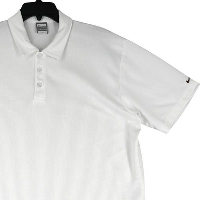 Nike Tennis Performance Polo Shirt Mens L White Textured Nike Fit Dry Athletic