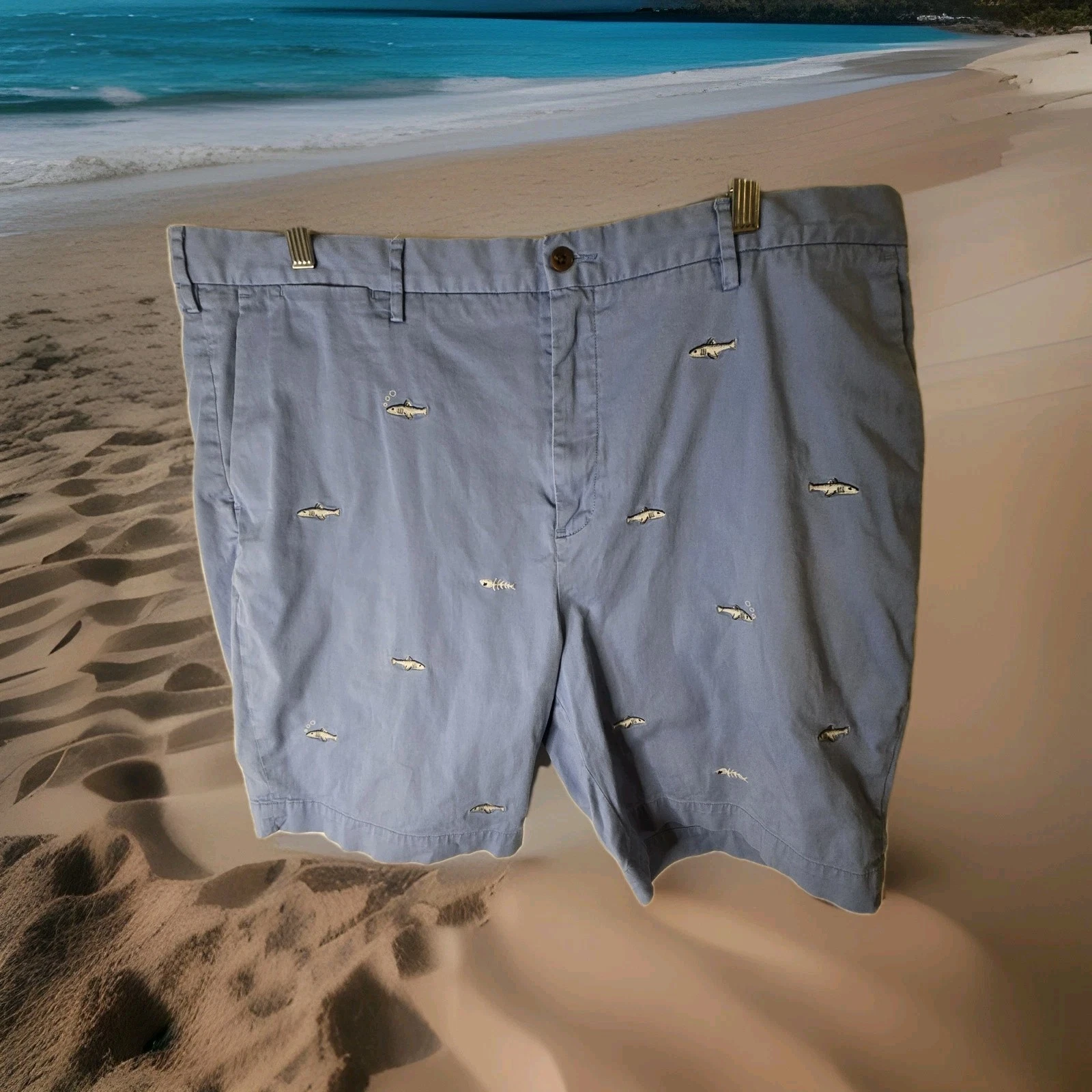 Polo Ralph Lauren Shorts Mens 42 Shark Skeleton Fishing Stretch Classic Chino