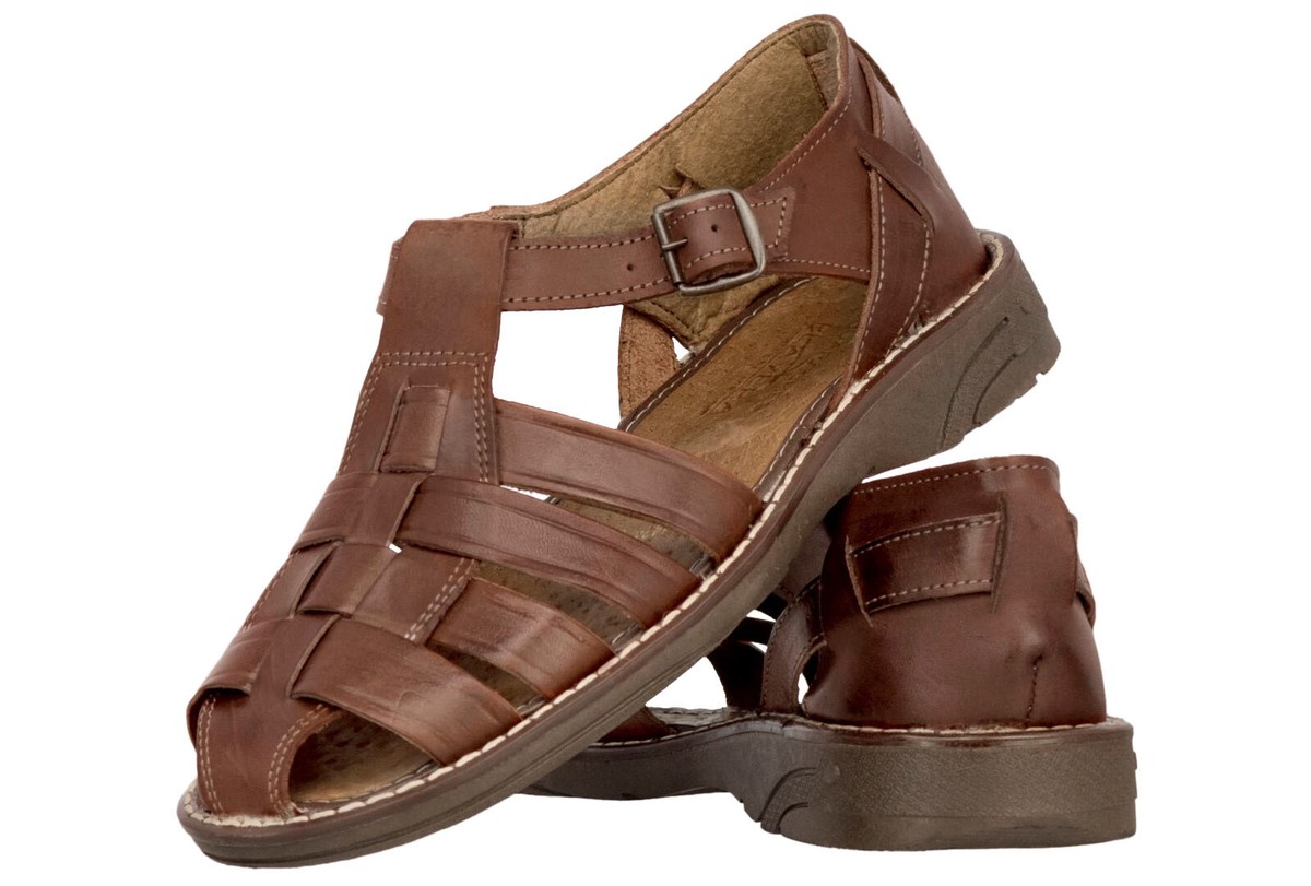 Brown Leather Woven Huarache Fisherman Sandals Closed Toe 9 Handmade Brown Leather Fisherman Sandals for Women - Soft  main image 3