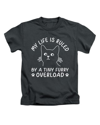 T-Shirt My Life Is Ruled by Adults lustig Damen Herren T-Shirt Oberteil Katze Tier Haustier