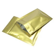 100/500 Glossy Gold Smell Proof Mylar Foil Bags Resealable Zipper Seal Pouch