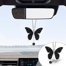 Bling Butterfly Diamond Car Hanging Accessories, Crystal Car Rear View Mirror...