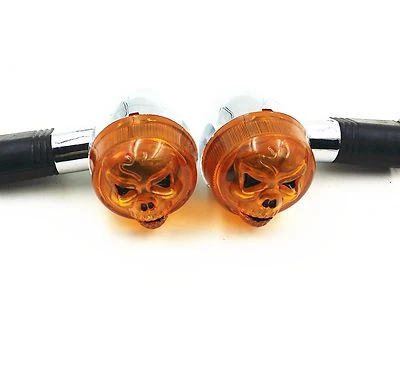 Amber Skull Bullet clignotant pour Harley Honda Kawasaki Suzuki Yamaha - Photo 1/4