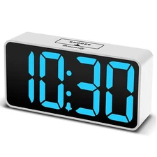 Small Digital Alarm Clock for Bedroom Large Big Numbers Display with Brightne...