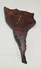 Live Edge Wood Slab Clock Large South America shape 24"L x 14"W x 2.25"T