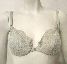 90s Valentino Intimo 2740 Sage Green Nylon Antron Lace Trim UW Bra 34A USA made