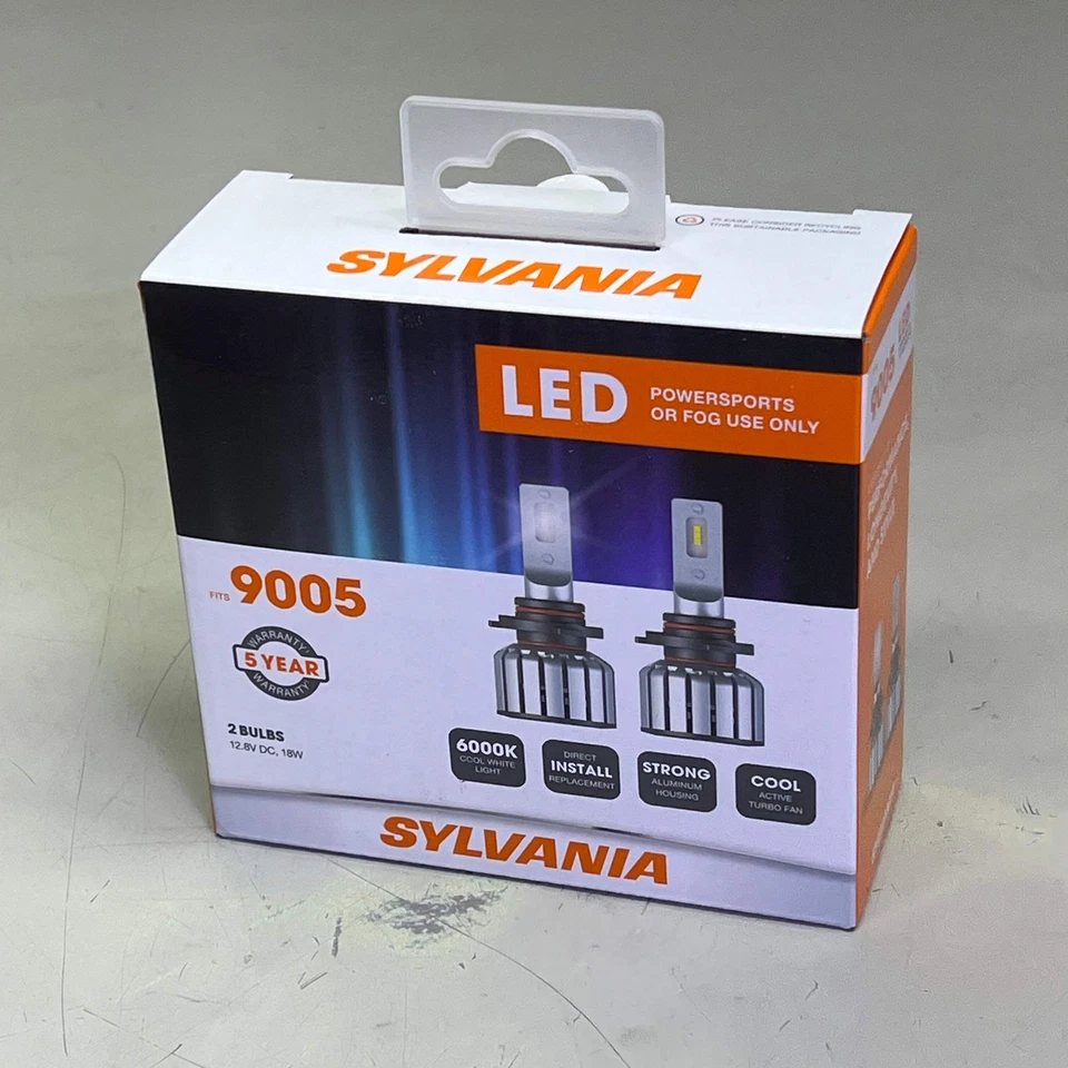 SYLVANIA (PAQUETE DE 2) LED Bombilla Niebla y Deportes Motorizados 12.8V DC 6000K Blanco Frío 9005SL.BX2 Foto 2 de 4