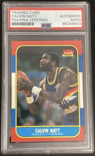Calvin Natt Signed 1986 Fleer #79 Basketball Card Nuggets Autograph PSA/DNA