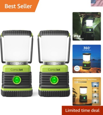 Ultra Bright 1000 Lumen LED Camping Lantern Set - Waterproof & Portable Design