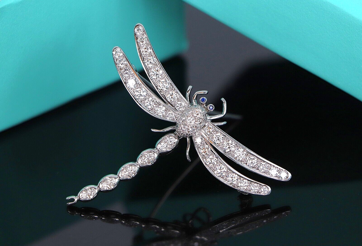 $17,800 Tiffany & Co Platinum Pave Diamond Enchant Dragonfly