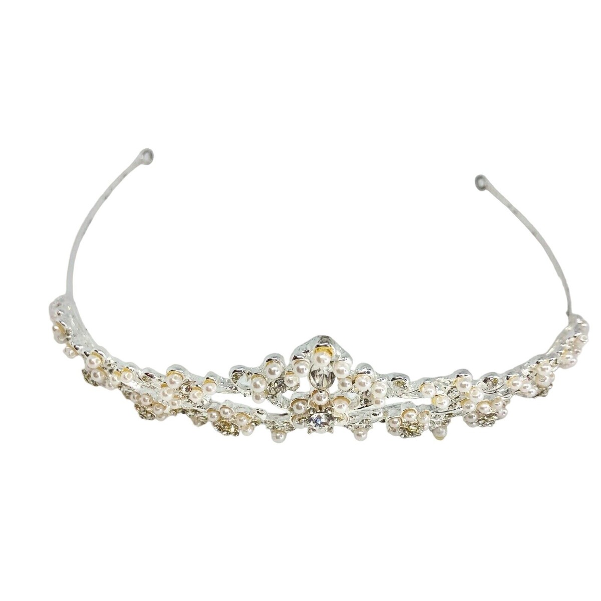 Elegant Wedding Tiara Silver Swarovski Crystals Pearls Bride  display picture 1