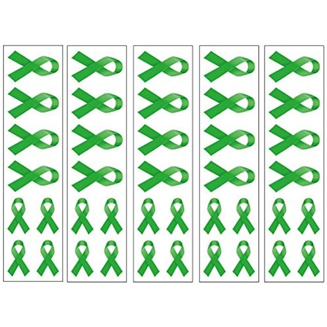 40 Green Ribbon Temporary Tattoos Mental Health Awareness ...