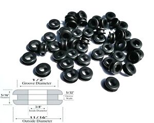 50 per pack Fits 1/2" Hole & 3/16” Panel 1/2" Rubber Grommets 3/8” ID