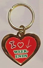 I Heart Love Weekends - Key Chain / New Old Stock Keyring Keychain Key Ring