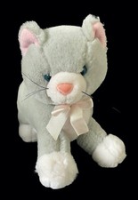 Vtg Applause CASEY KITTY Gray Cat Kitten 8" Plush Pink Ribbon Blue Eyes Toy
